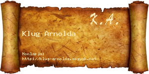 Klug Arnolda névjegykártya